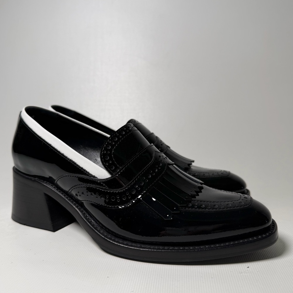 The Office of Angela Scott Miss Juliette Patent Leather Heeled Oxfords - sz 36.5